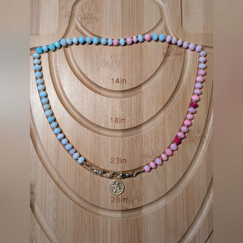 Colorful Beaded Necklace with Gold Charm - Picture 6 of 6
